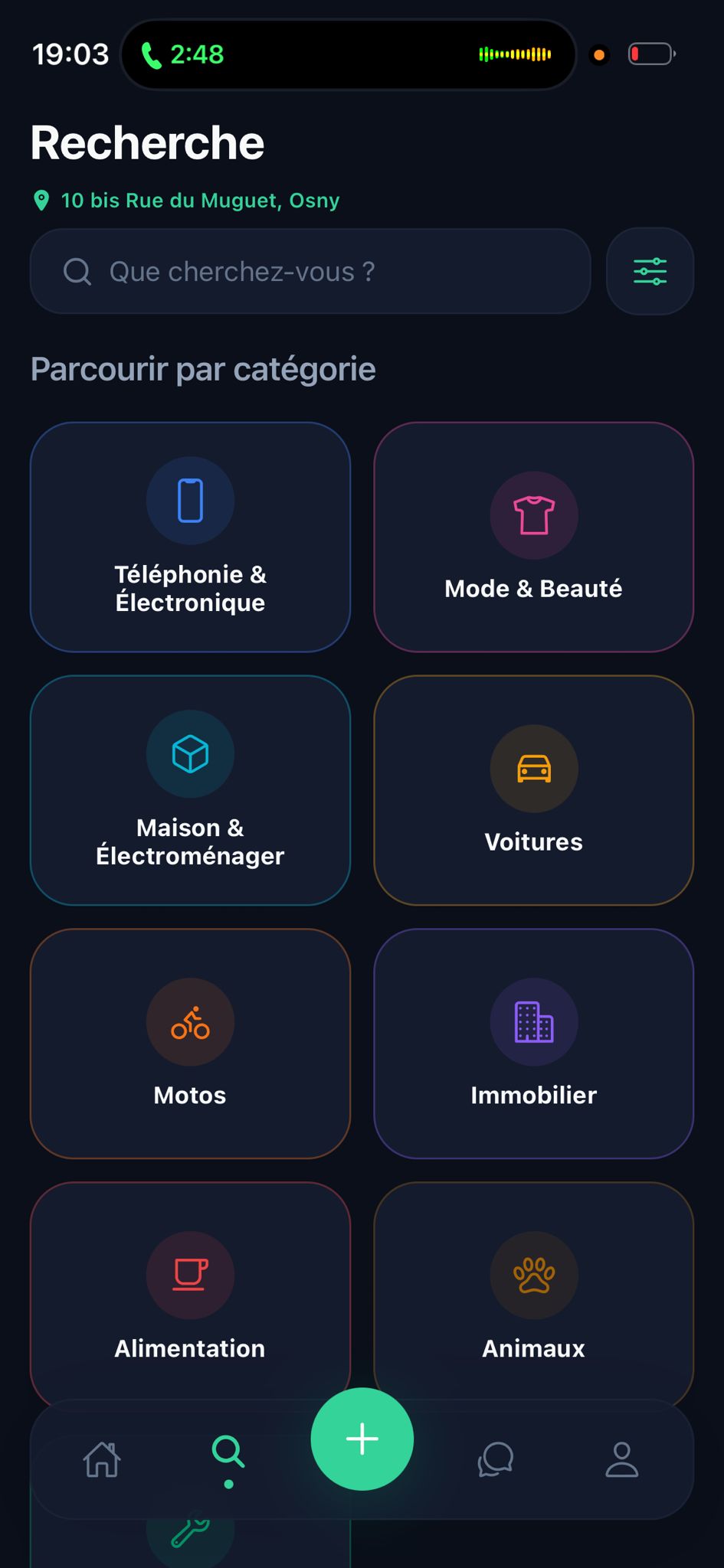 Recherche géolocalisée et catégories